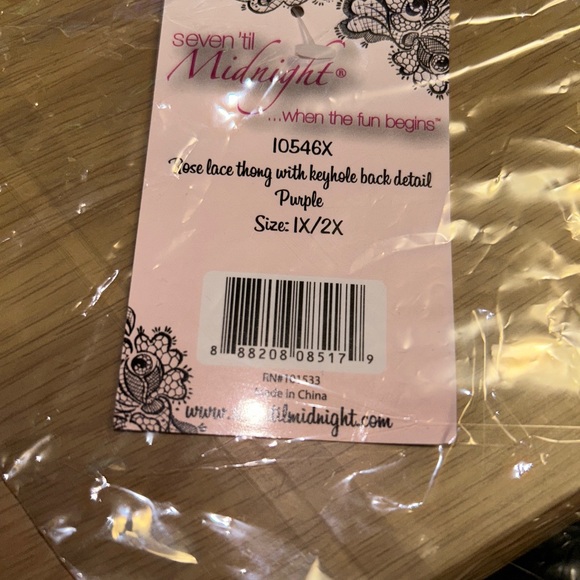 Seven ‘til Midnight Purple Thong Lace Panties SZ 1X/2X - Picture 3 of 3